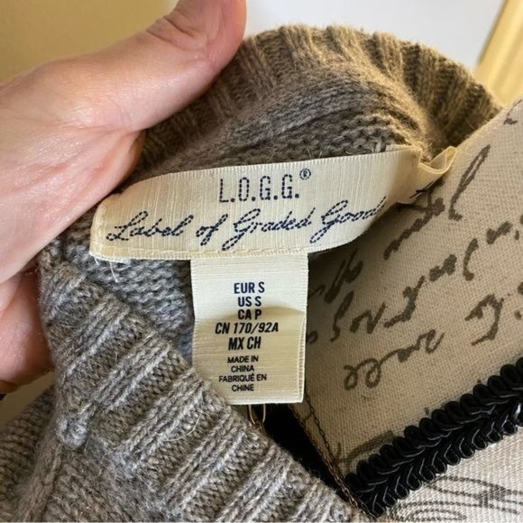 H&M LOGG Sweater Fair Isle Crew Neck Sweater Gray Blue Orange S - Picture 3 of 16